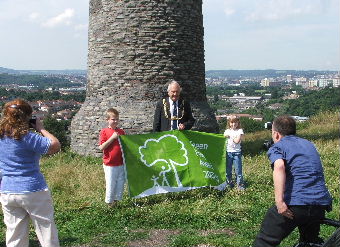 The Lord Mayor of Bristol with the Green Flag on 1st August 2007